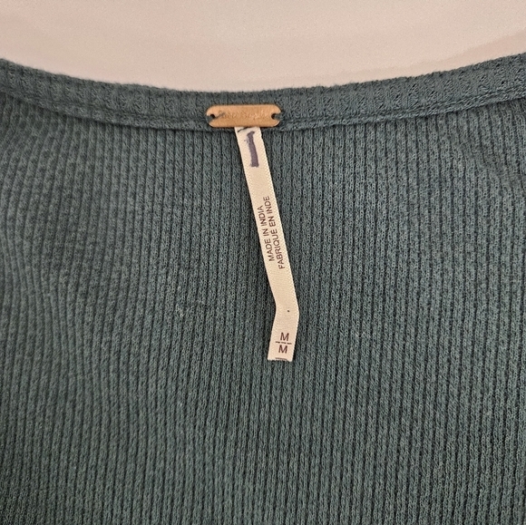 Free People A Little Unruly Square Neck Thermal in Green Gable Size Medium - Picture 6 of 10